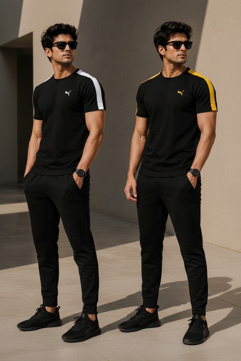 SHBZ Pack of 2 Premium Men’s Sports T-Shirts | Design | Regular Fit Casual & Gym Wear