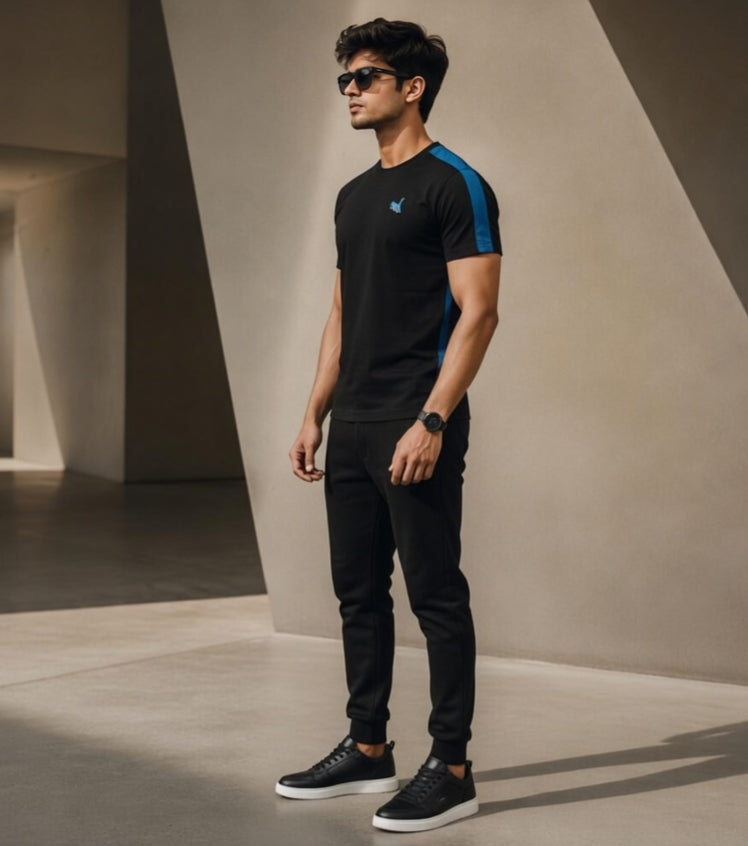 SHBZ Premium Black Cotton T-Shirt for Men | Modern Fit Luxury Casual Wear