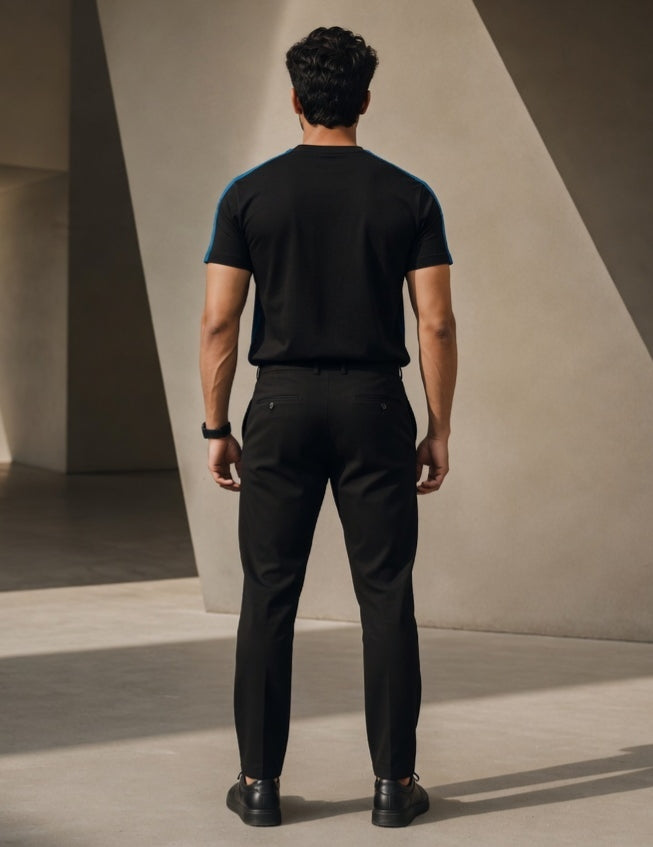 SHBZ Premium Black Cotton T-Shirt for Men | Modern Fit Luxury Casual Wear