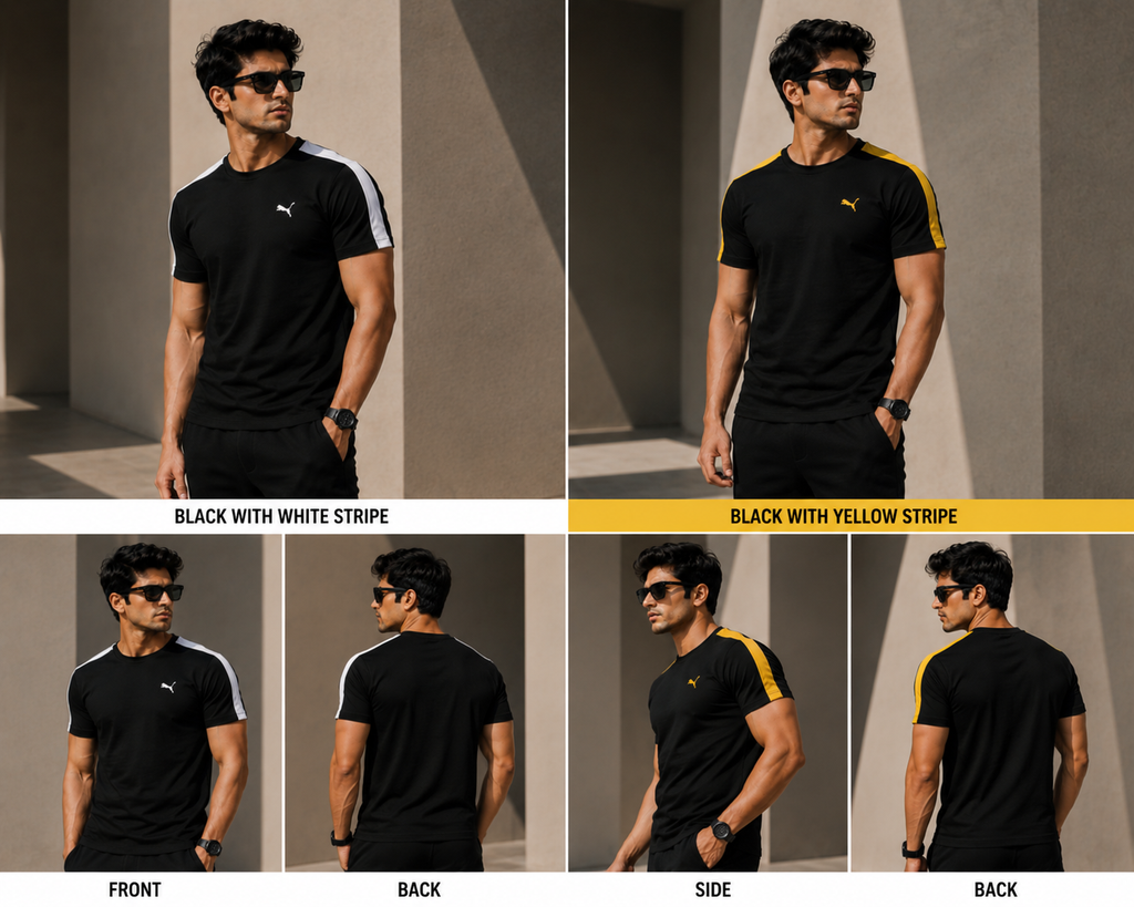 SHBZ Pack of 2 Premium Men’s Sports T-Shirts | Design | Regular Fit Casual & Gym Wear