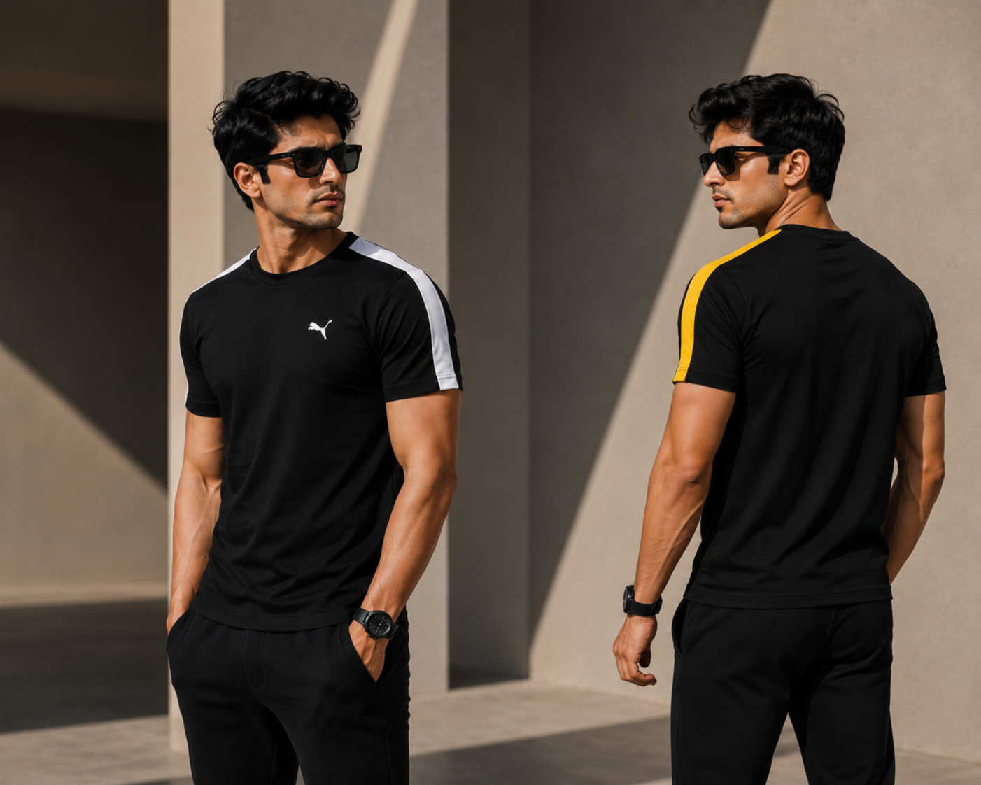 SHBZ Pack of 2 Premium Men’s Sports T-Shirts | Design | Regular Fit Casual & Gym Wear