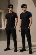 Pack of 2 Premium Men’s Sports T-Shirts Shoulder Stripe Design | Regular Fit Casual & Gym Wear